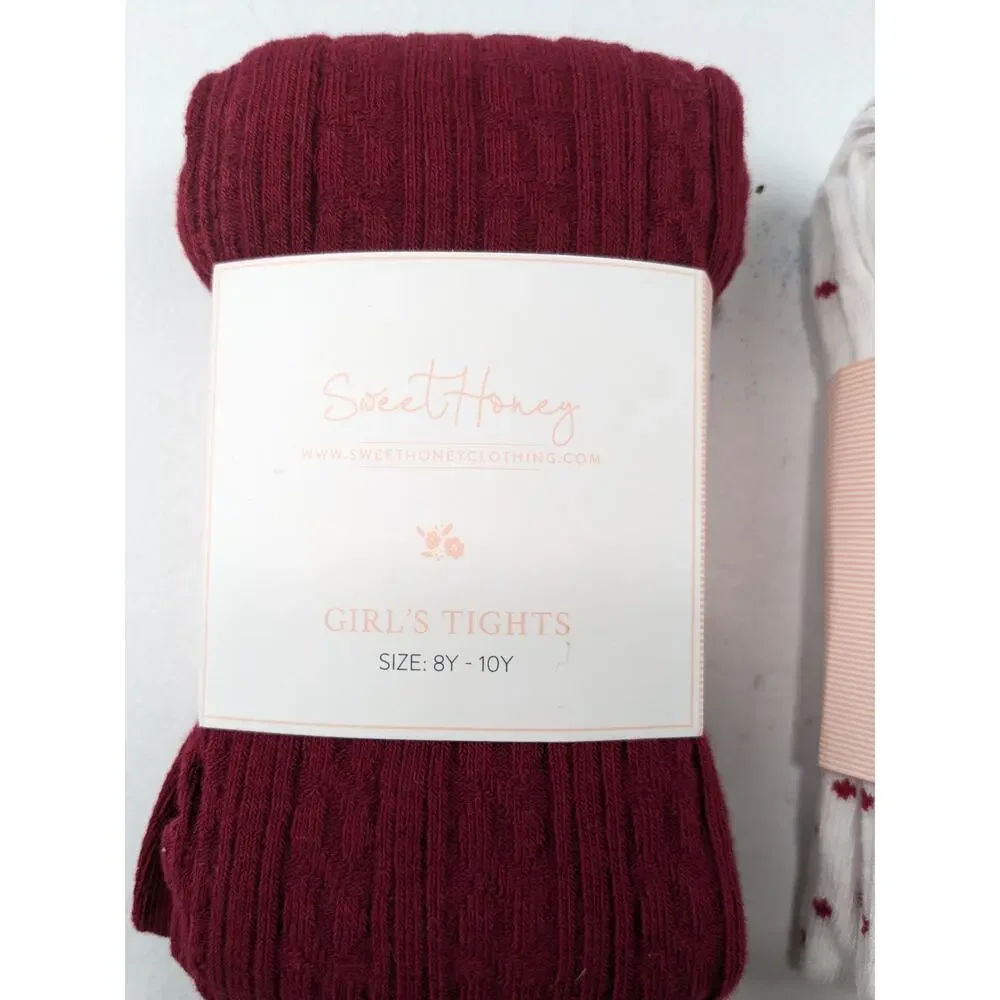 Sweethoney Girls 8-10 Red/White Tights Bundle
